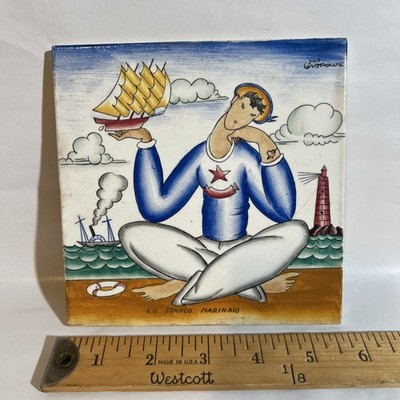 GIO PONTI CIRCA 1930 LO STANCO MARINAIO RICHARD GINORI CERAMIC TILE