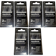  Lot of 6 Packs AquaSonic Activated Charcoal Replacement ToothBrush Heads 2-Pk