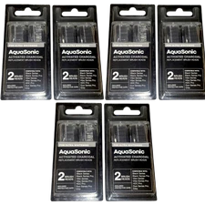 (Lot of 6 Packs) AquaSonic Activated Charcoal Replacement ToothBrush Heads 2-Pk