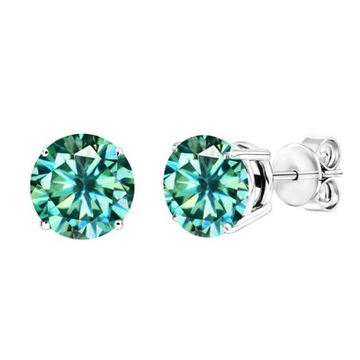 0,3ct-2ct Rundschliff Grün Moissanit Ohrstecker Push Back Ohrringe 925 Sterling Silber