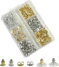 Earring Backs 6 Styles 170 Pcs, Hypoallergenic Metal, Bullet Shape Safety Earrin