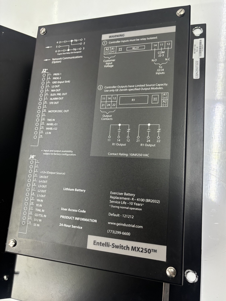 GE Zenith MX250 ATS Control Entelli-Switch Auto Transfer Switch w/wire ...