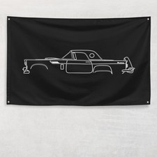 Thunderbird T-bird 1955 Flag 3x5 Ft Banner Car Silhouette Garage Man Cave Gift