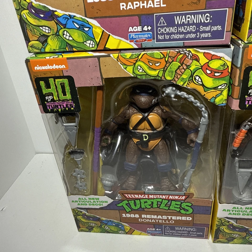 TMNT 1988 REMASTERIZADO PLAYMATES SET DE 4 TORTUGAS NINJA 2024 40 ANIVERSARIO SELLO Foto 4 de 4