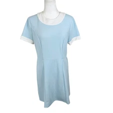 Smak Parlour Retro Dress Women Extra Large Blue White Short Sleeve Fit Flare