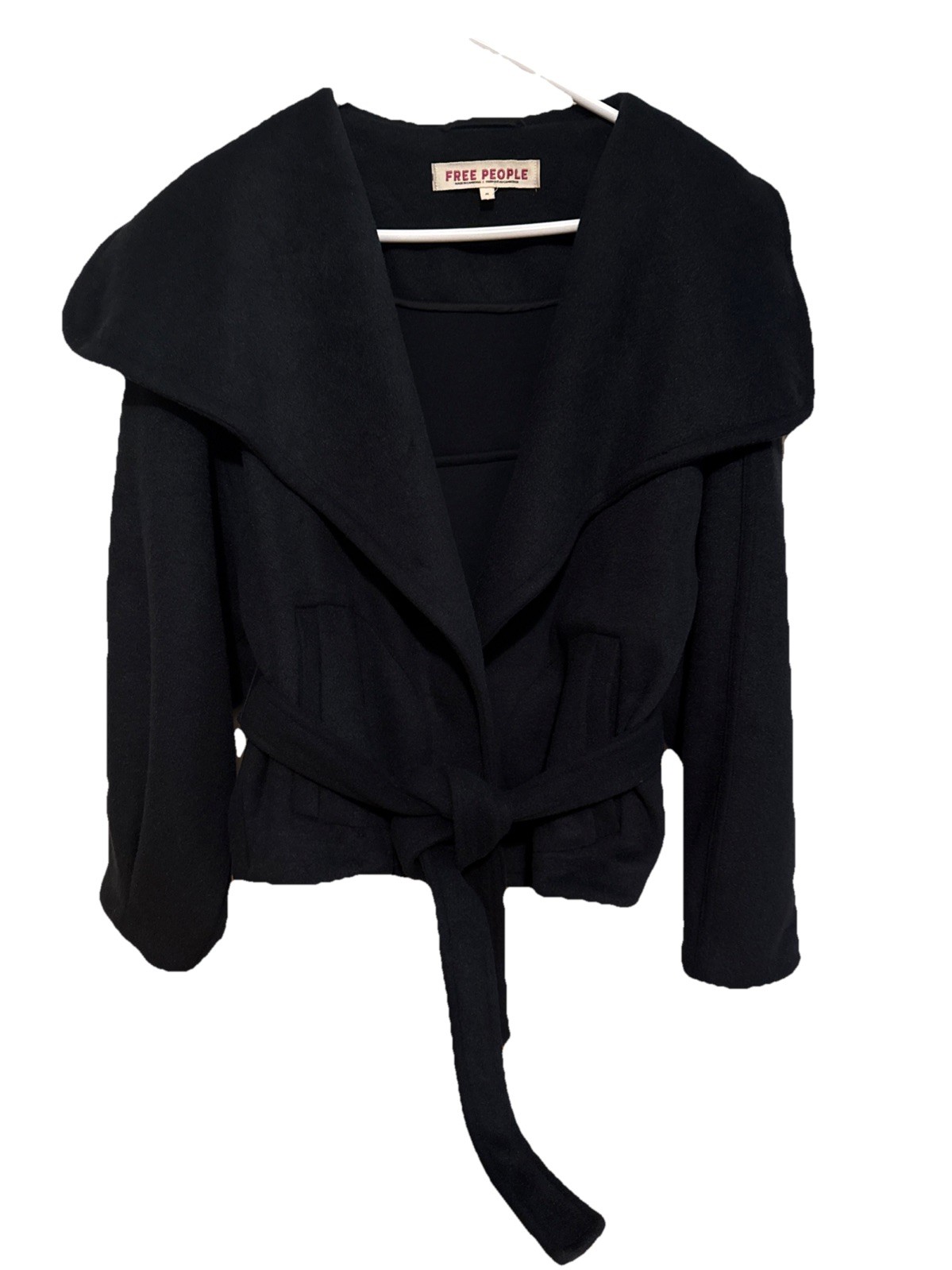Free People Mina Jacket Solid Black Oversized Col… - image 2