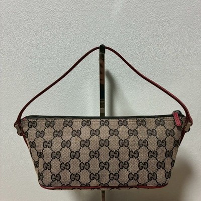 GUCCI GG Canvas Accessory Pouch Mini Bag Red Logo Plate Y2K | eBay
