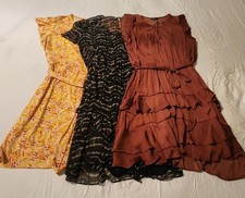 Lot Of 3 Women's Dresses Vera Wang & Nine West Size XL Black Copper & Yellow