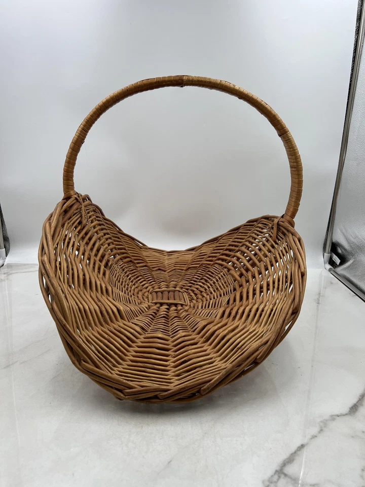 Cesta de mimbre vintage tejida a mano mango ovalado grande 22" decorativa rústica Boho Sto Foto 2 de 4