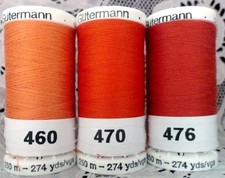 3 NEW Orange colors GUTERMANN 100 polyester Sew-all thread 274 yds each Spool