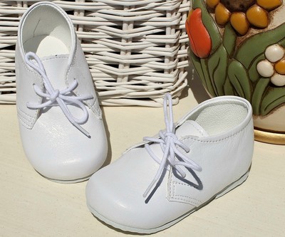 Scarpe Primi Passi In Vera Pelle Con Fiocco Velluto Cinturino Panna
