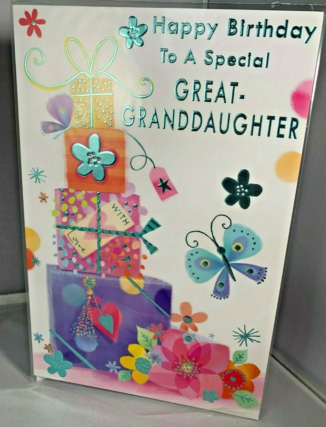 Special Great Granddaughter Happy Birthday Card - Party Celebrate Foil Quality