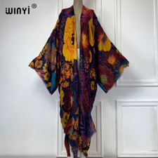 Africa Fashion Summer Kimono Maxi Dress Beach Cover up Cardigan Boho Kaftan Dres