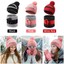 Women's One Piece Fleece Lined Beanie Hat & Scarf Set - Winter Warm Knitted Ski Mask With Pom Pom, Pink - View #7