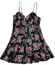 Victoria  s Secret Vintage Gold Label Slip Dress Satin Button Up Floral Size M