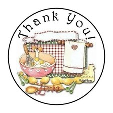 30 1.5" THANK YOU BAKING KITCHEN FAVOR LABELS ROUND STICKERS  