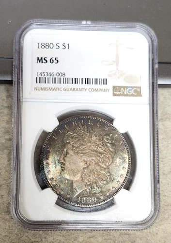 1880-S Morgan Dollar - Monster Toning - MS65 - NGC - Just Amazing