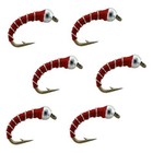 ZEBRA MIDGE Bead Head Nymph - Fly Fishing Trout Flies - Red, Hook Size #18 S3 — photo 1