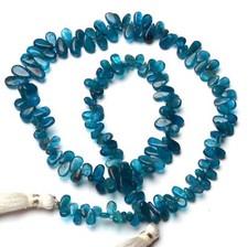 Natural Neon Blue Apatite 6x4 to 7x5 mm Size Smooth Pear Beads Strand 18"