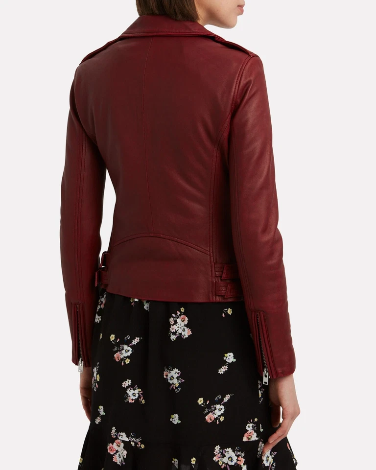 Chaqueta de moto de cuero Zayn para mujer Chaqueta de motociclista de cuero r... - Imagen 2 de 4