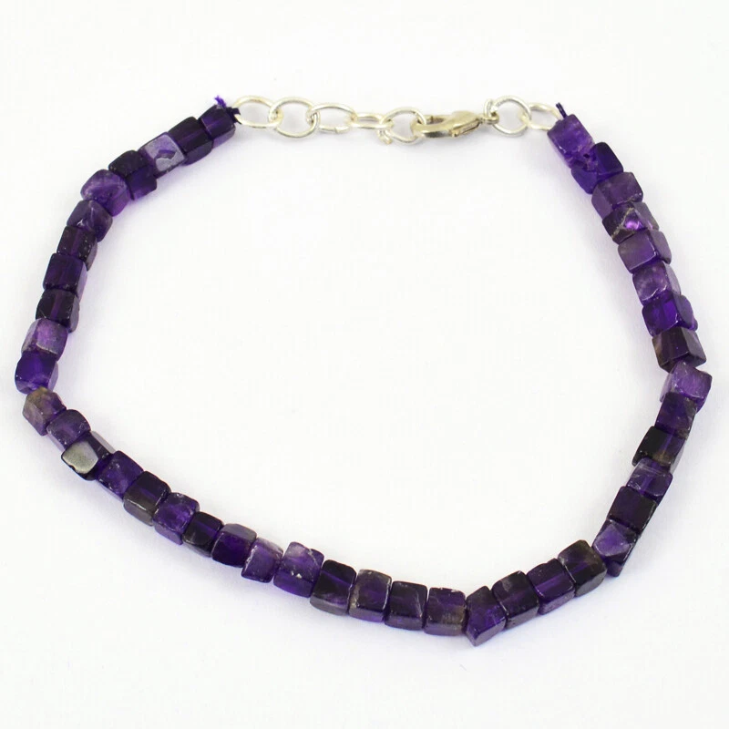 Royal 52 Cts Earth Mined 8" Long Purple Amethyst Woman Beads Bracelet JK 43E278 - Image 2 of 2