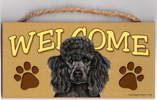 Hanging Dog Sign "WELCOME - Poodle" 5" x 10"