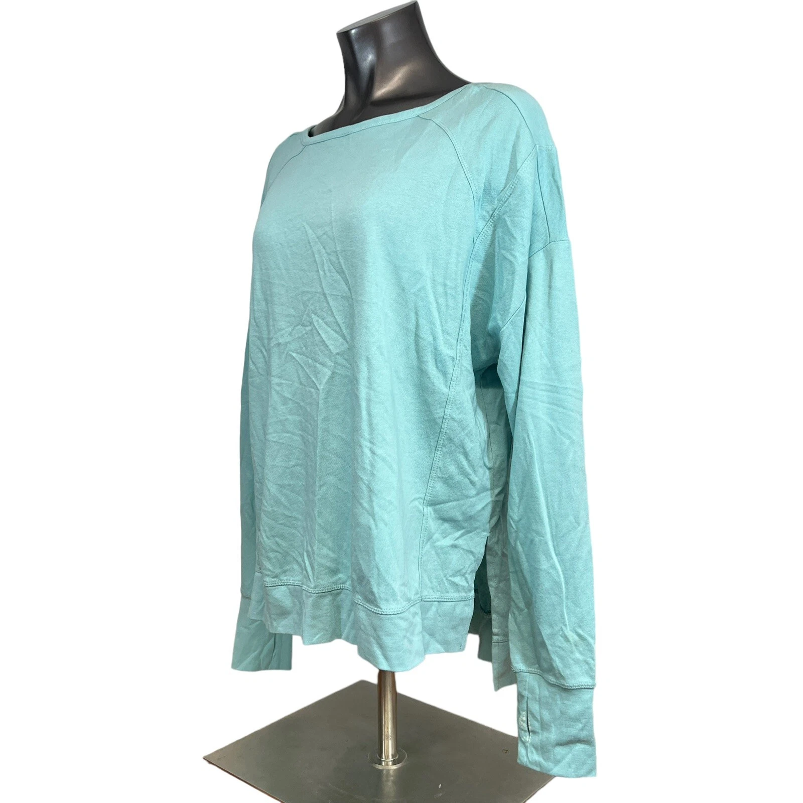 sweaty-betty long sleeve open back terry knit thumbholes shirt