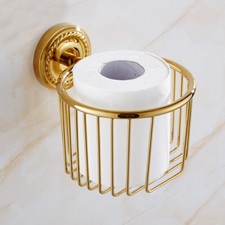Luxury Gold Brass Toilet Paper Holder Wall Mount Tissue Paper Towel Rack Basket