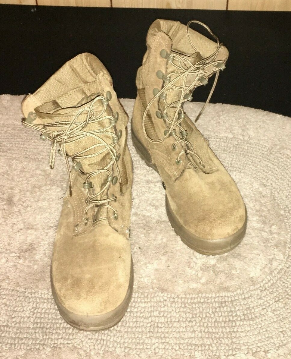 Belleville Mens Tan Suede Steel Toe Combat Military Boots 3.5 Wide-image