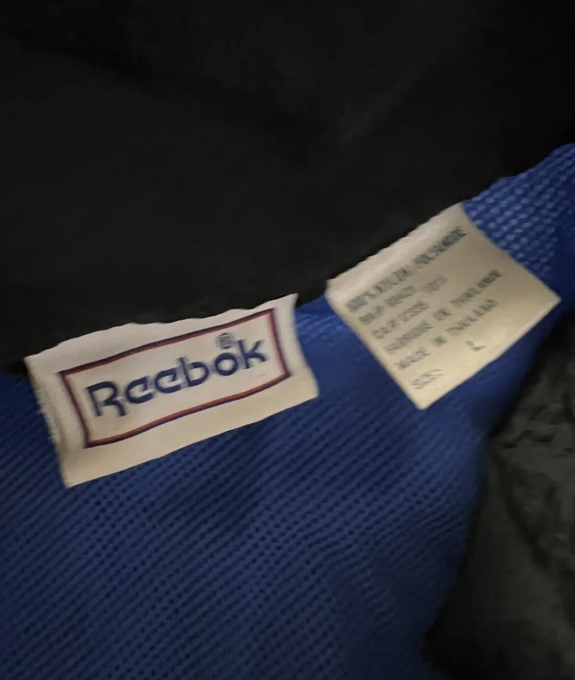 Vintage REEBOK 1/2 Zip Pullover Windbreaker Large Lightweight Black Blue 90s L thumbnail 6