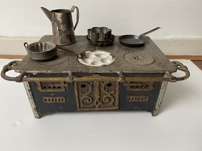 antique cast iron Miniature stove victorian dolls House oven Muster