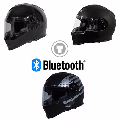 TORC Bluetooth Mako T14B Full Face Motorcycle Dual Visor Helmet DOT ECE