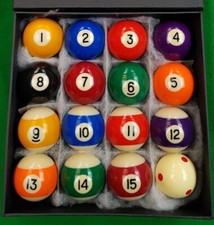 Pool Balls Spots Stripes 2" 51mm Partners with 1 7/8" Red Spot 47.5mm Cue Ball