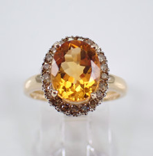 2.50Ct Oval Cut Lab-Created Citrine Halo Engagement Ring 14K Yellow Gold Plated