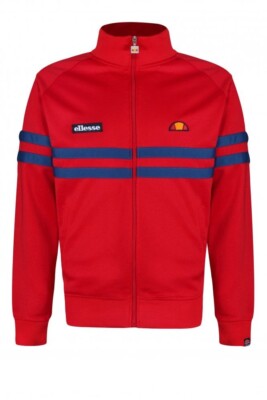 Ellesse Mens Track Top Jacket Rimini Red XS Full Zip Retro 