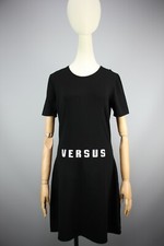 VERSUS Gianni Versace Black Jersey Short Sleeve dress White Logo Size 44 / S