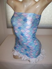 New Stripper Exotic Dancer Mermaid Print Midi Tube Dress S/M Stripperwear