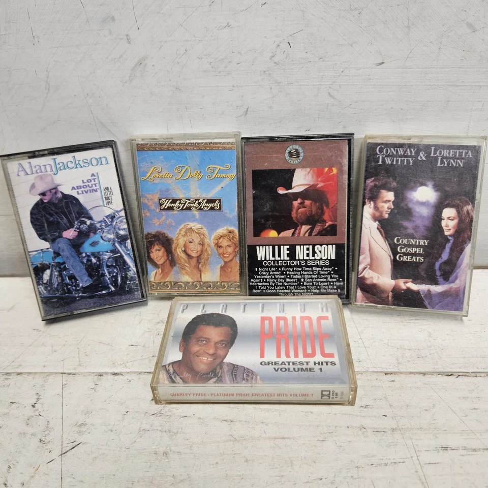 5 Vintage Country Music Cassette Tapes 80s 90s Dolly Loretta Tammy Willie Conway Foto 2 de 4