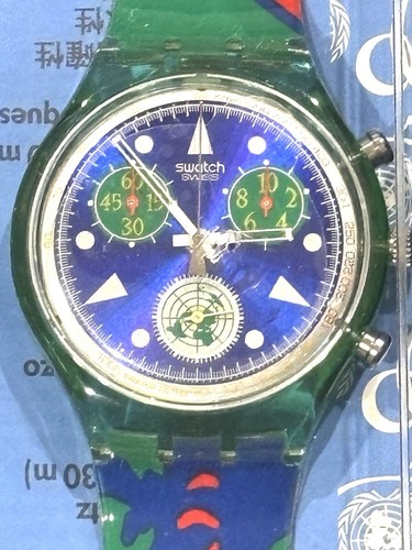 VINTAGE SWATCH CHRONO UNITED NATIONS UNLIMITED COLLECTORS WATCH NEW WITH BOX - Picture 3 of 5