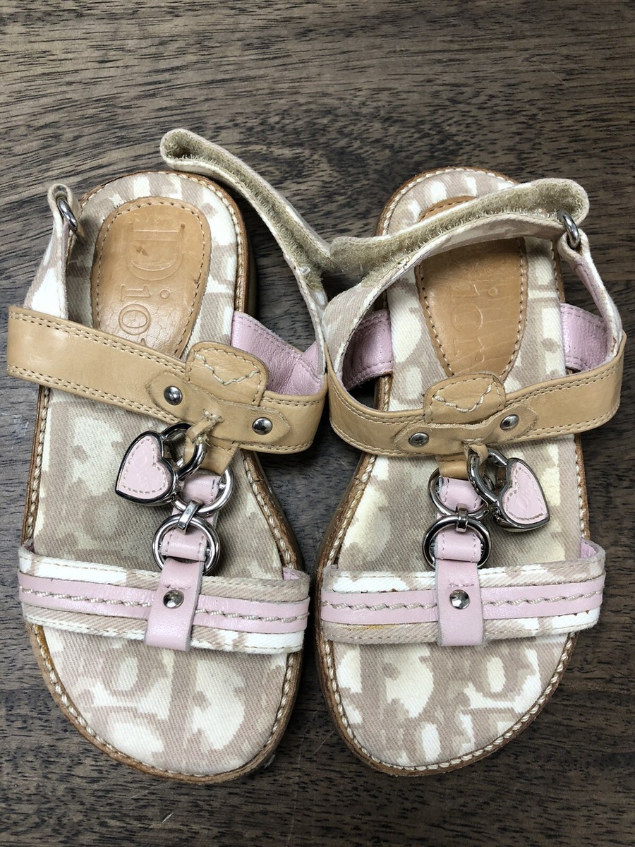 Dior Baby Canvas Leather Pink/Beige Sandals Size 24 | eBay