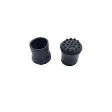 1" Extra Grip Black Rubber Replacement Cane Tips - 2 Pack