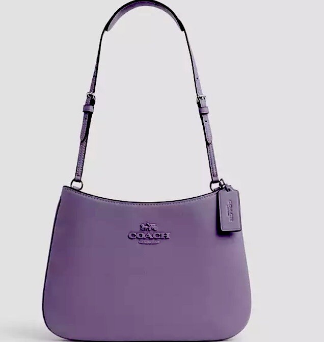 バッグ COACH Penelope Leather Tote Bag Purple COACH Purple Lilac Pebbled Leather Penelope Shopper Shoulder