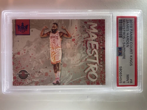 2019 Panini Court Kings James Harden Maestros Sapphire /25 PSA 9 Rockets SSP