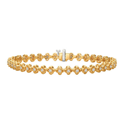 1,05 Karat natürlicher Diamant Kleeblatt Armband G SI 14K Gelbgold 7 Zoll