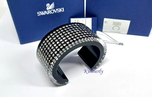 Swarovski Resin Wide Bangle Cuff M Black W/Clear Crystal Authentic NEW 1172356 - Picture 6 of 12