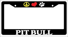 Black License Plate Frame Peace Love Paw Pit Bull Auto Accessory Novelty 503