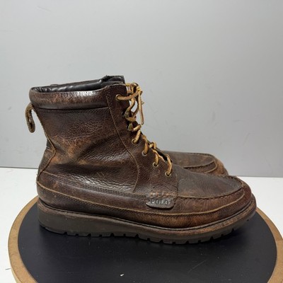 Polo Ralph Lauren Willingcott Boots Men 13D Moc Toe Brown Leather Rugged Gorp