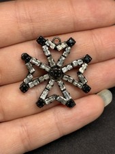vintage giorgio armani Maltese cross Rhinestone Black White Pendant For Necklace