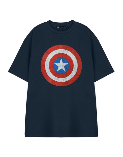 Marvel Captain America Blue Captain America Shield Short Sleeved T-Shirt Mens - 第 1/9 張圖片