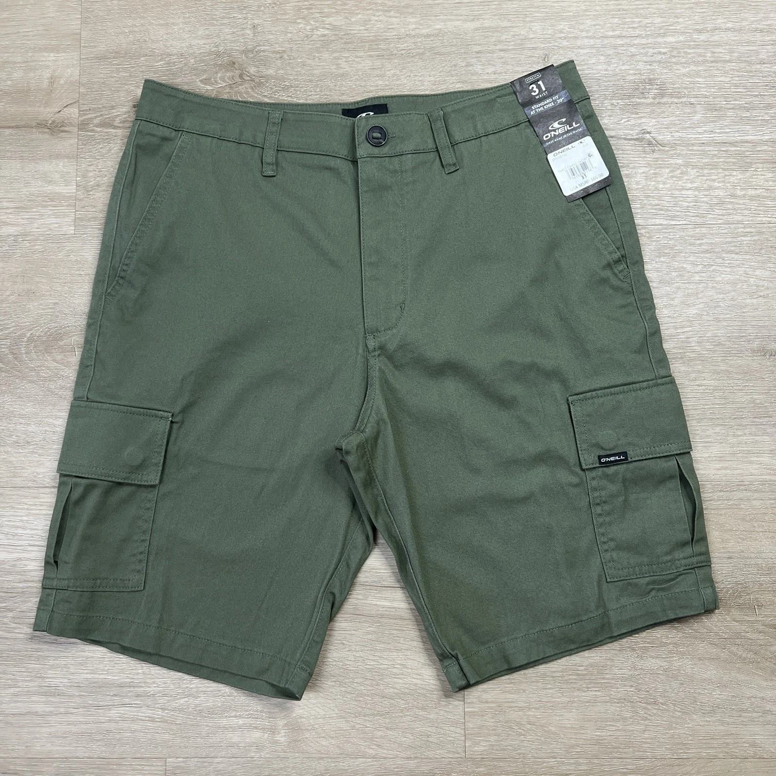 O’Neill Trails Cargo Shorts At The Knee Inseam 9.5" Olive Green Mens Size 31 NWT
Opens in a new wind